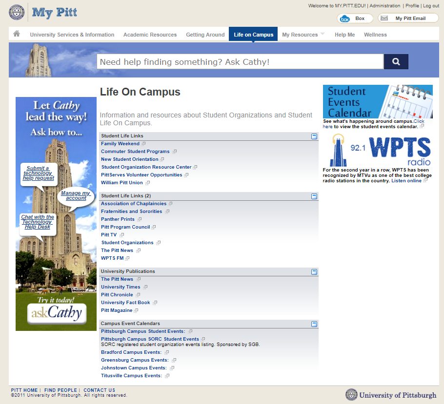 My Pitt (my.pitt.edu) Information Technology University of Pittsburgh